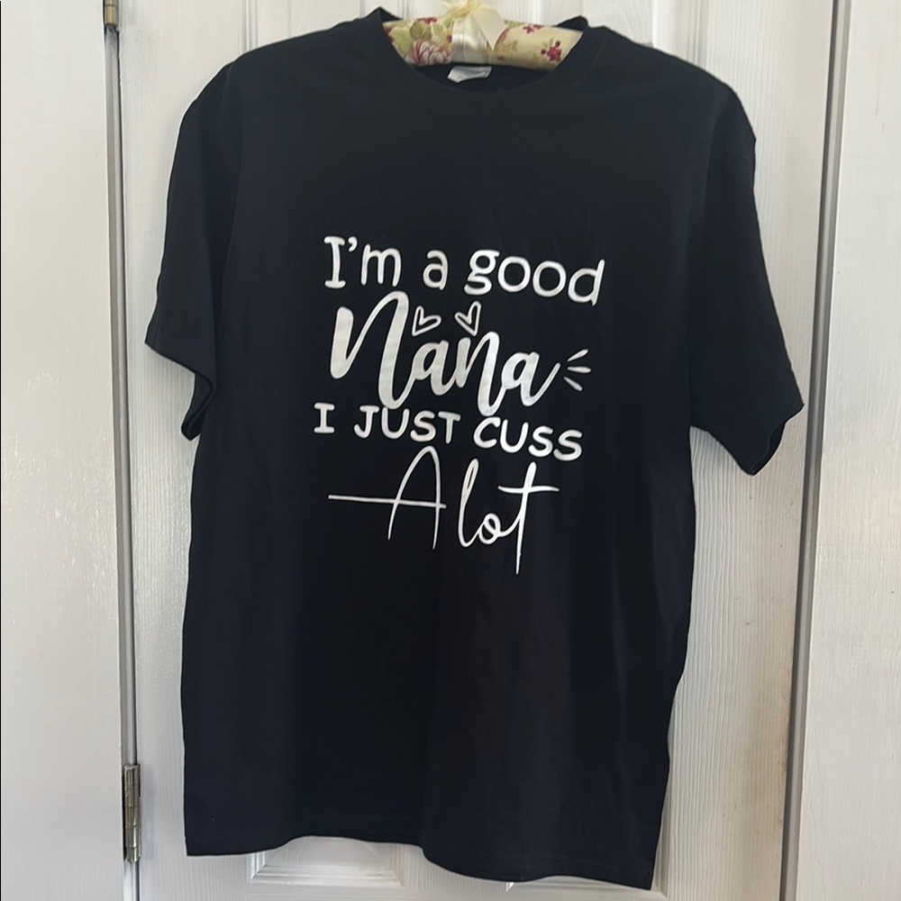 Black Graphic T-Shirt with White Print - Size M , NWOT